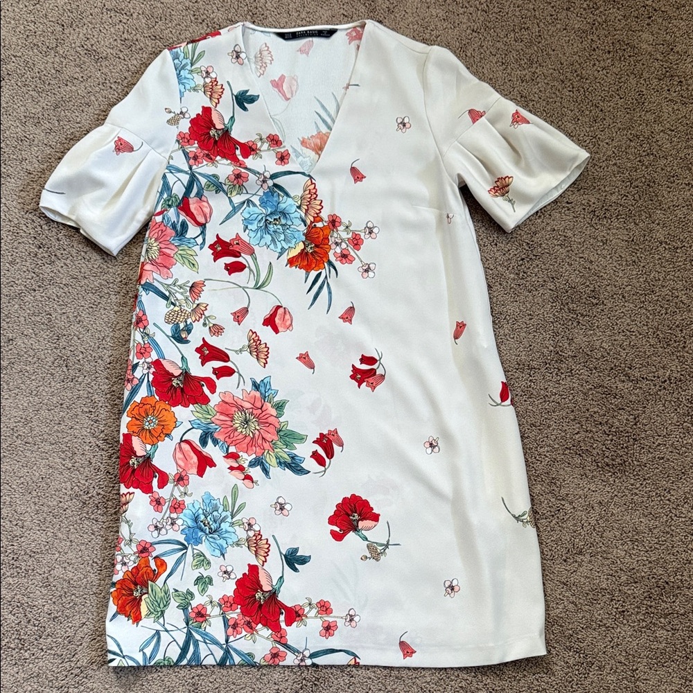 Zara White Floral Mini Dress